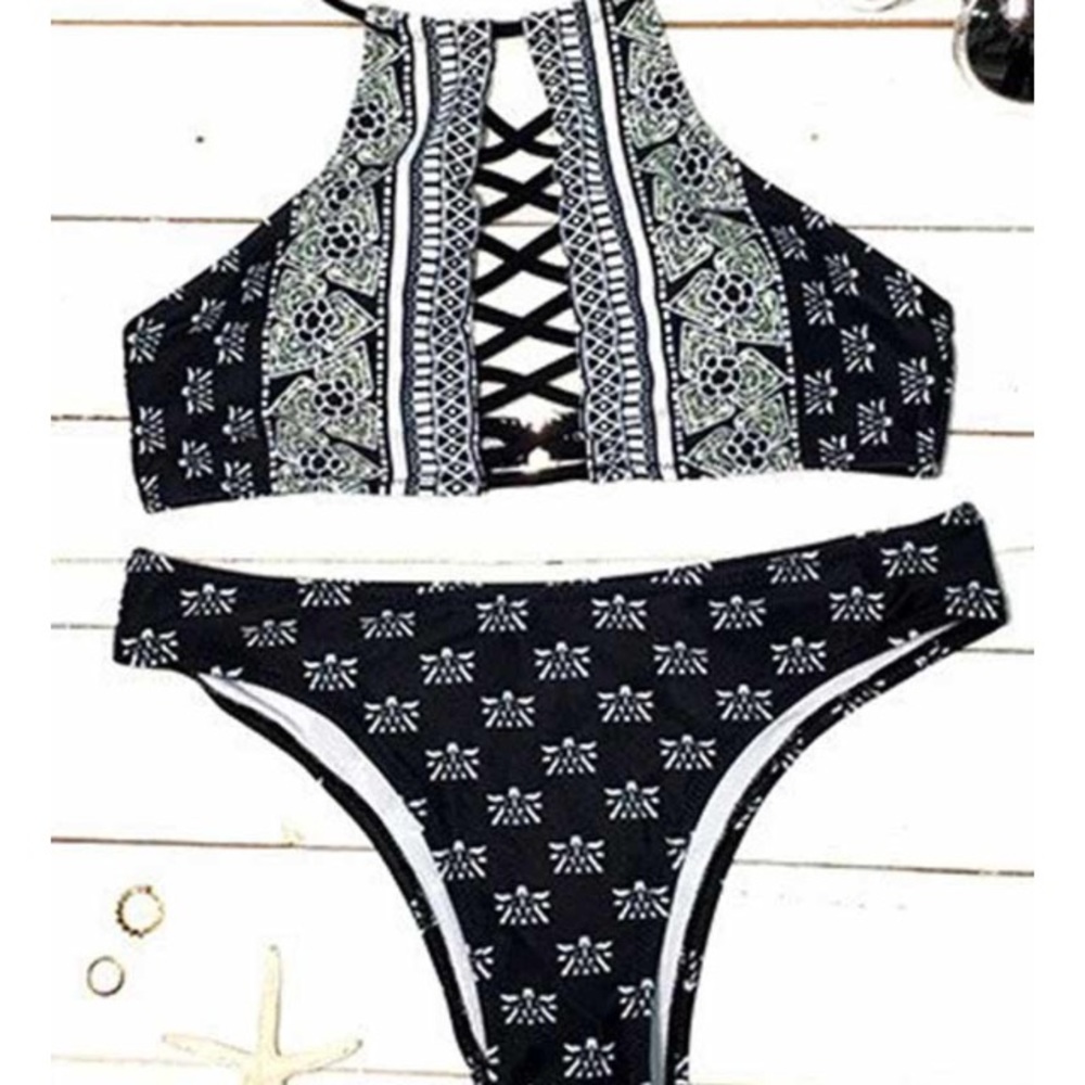 Cupshe Sight and Sounds Lace Up Bikini Set
